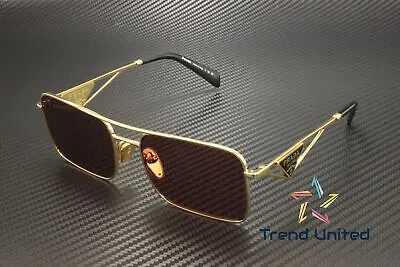 Pre-owned Prada Pr A52s 5ak08s Gold Dark Violet 56 Mm Women's Sunglasses In Purple
