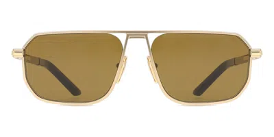 Prada Pr A53s 1bk01t Men's Sunglasses Gold Size 59 In Brown