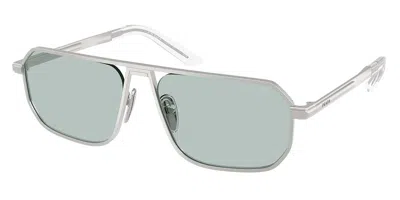 Prada Pr A53s 27540n Occhiali Da Sole Argentati Per Uomo In Blue