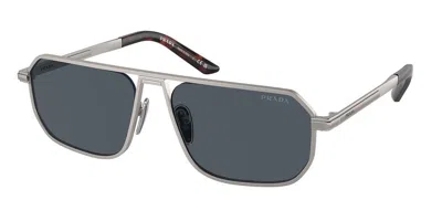 Prada Pr A53s 7cq09t Men's Sunglasses Gunmetal Size 59 In Black