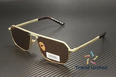Pre-owned Prada Pr A53s Vaf10d Matte Pale Gold Light Brown 59 Mm Men's Sunglasses