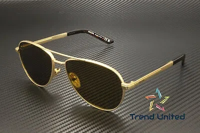 Pre-owned Prada Pr A54s 1bk01t Matte Gold Dark Brown 60 Mm Men's Sunglasses
