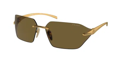 Prada Pr A55s 15n01t Men's Sunglasses Gold Size 71 In Green