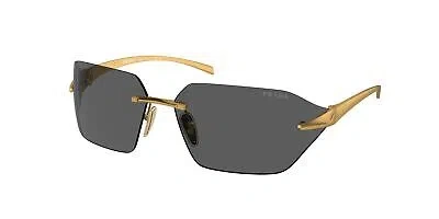 Pre-owned Prada Pr A55s 15n5s0 Satin Yellow Gold Dark Grey 71 Mm Men's Sunglasses In Gray