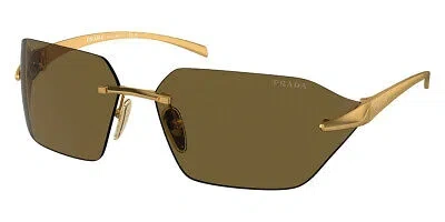 Pre-owned Prada Pr A55s Sunglasses Men Satin Yellow Gold 71mm 100% Authentic In Brown