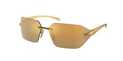 Pre-owned Prada Pr A56s 15n80c Satin Yellow Gold Brown Mirror Gold 71mm Women's Sunglasses In Brown Mirror Multilayer Gold
