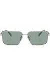 Prada Silver Pilot Frame Sunglasses In Silver
