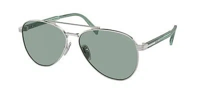 Pre-owned Prada Pr A58s 1bc10g Silver Petrol Green 58 Mm Men's Sunglasses