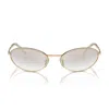 Prada Curved Mixed-media Oval Sunglasses In Gold