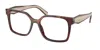 Prada Pr B03v Rectangle-frame Acetate Optical Glasses In Brown
