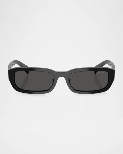 Prada Pr B06sf Rectangular Sunglasses In Dark Grey
