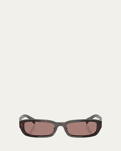 Prada Pr B06sf Rectangular Sunglasses In Lite Brown