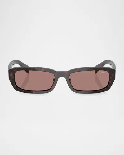 Prada Pr B06sf Rectangular Sunglasses In Lite Brown