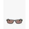 Prada Womens Blue Pr B11s Rectangle-frame Acetate Sunglasses In Green