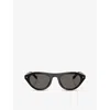 Prada Womens Black Pr B15s Oval-frame Acetate Sunglasses