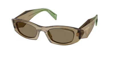 Prada Pr B16sf Asian Fit 29e90f Women's Sunglasses Brown Size 52 In Green