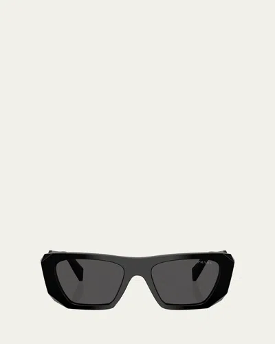 Prada Pr B18s Acetate Square Sunglasses In Black