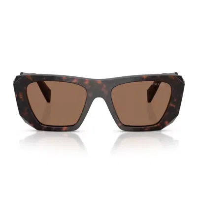 Prada Pr B18s Symbole Oversized Geometric Frame Sunglasses In Brown