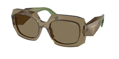 Prada Pr B23sf Vestibilità Orientale 29e90f Occhiali Da Sole Marroni Per Donna In Green