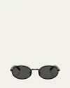 Prada Pr B56s Oval Steel Sunglasses In Black