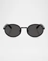 Prada Pr B56s Oval Steel Sunglasses In Black