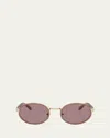 Prada Womens Brown Pr B56s Round-frame Metal Sunglasses In Purple