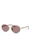 Prada Womens Brown Pr B56s Round-frame Metal Sunglasses In Purple