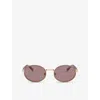 Prada Womens Brown Pr B56s Round-frame Metal Sunglasses