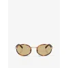 Prada Womens Brown Pr B56s Round-frame Tortoiseshell Metal Sunglasses In Brown