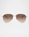 Prada Pr B57s Aviator Steel Sunglasses In Brown Gradient