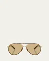 Prada Pr B57s Aviator Steel Sunglasses In Pale Gold