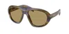 Prada Womens Brown Pr C05s Irregular-frame Acetate Sunglasses In Multi