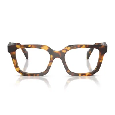 Prada Pr C08v Square Honey-tortoiseshell Acetate Optical Frame In Brown