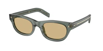 Prada Pr C09sf Asian Fit 21j70r Men's Sunglasses Grey Size 52 In Green