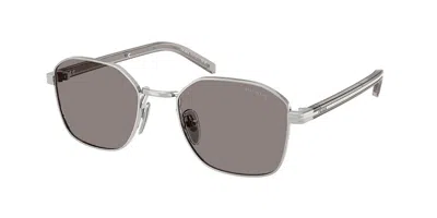 Prada Pr C50s 1bc80q Occhiali Da Sole Argentati Per Uomo In Brown
