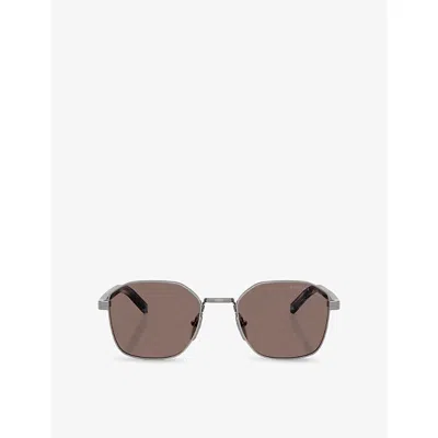 Prada Womens Grey Pr C50s Square-frame Steel Sunglasses In Gray