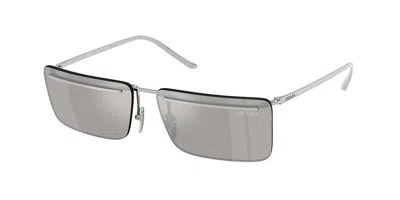 Prada Pr C53s 1bc60n Occhiali Da Sole Argentati Per Uomo In Gray