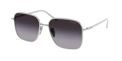 Prada Pr C54sd Vestibilità Orientale 1bc90a Occhiali Da Sole Argentati Per Donna In Blue