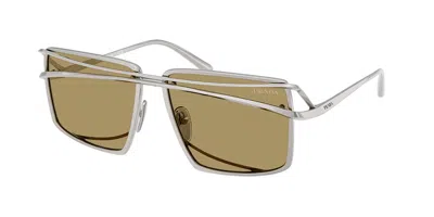 Prada Womens Clear Pr C55s Irregular-frame Metal Sunglasses In Metallic