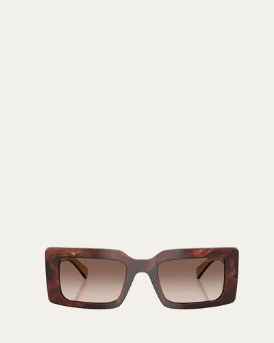 Prada Pr D01sf 53mm Rectangular Sunglasses In Brown