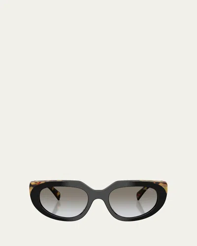 Prada Pr D02sf 54mm Oval Sunglasses In Black