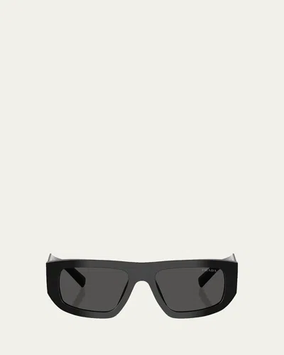 Prada Pr D04su 53mm Geometric Sunglasses In Black