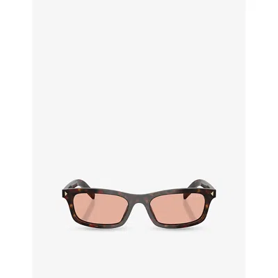 Prada Womens Brown Pr D05s Rectangle-frame Tortoiseshell Acetate Sunglasses