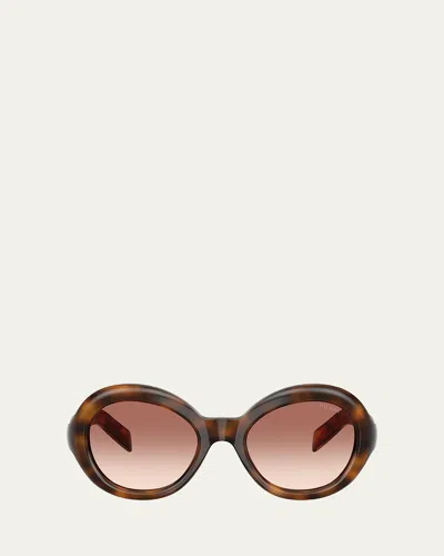 Prada Pr D08su 53mm Round Sunglasses In Tortoise