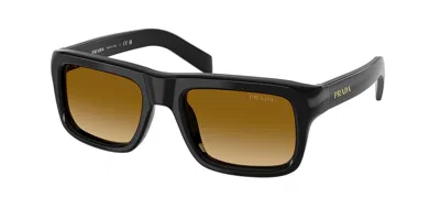 Prada 0pr D11s Glossy Black Acetate Sunglasses In Brown