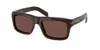 Prada Cigar Acetate Rectangular Sunglasses In Brown