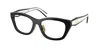 Prada 53mm Irregular Optical Glasses In Black