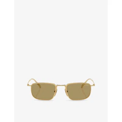 Prada Womens Gold Pr D52s Square-frame Metal Sunglasses In Brown