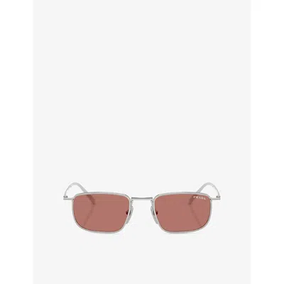 Prada Womens Silver Pr D52s Square-frame Metal Sunglasses