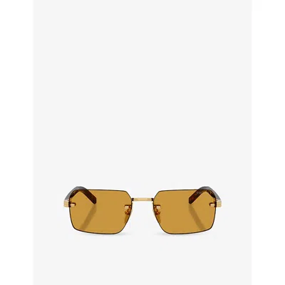 Prada Womens Gold Pr D55s Square-frame Metal Sunglasses